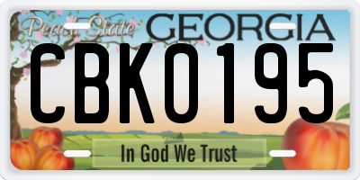 GA license plate CBK0195