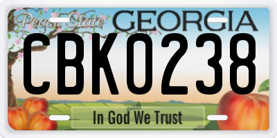 GA license plate CBK0238