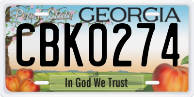 GA license plate CBK0274