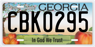 GA license plate CBK0295