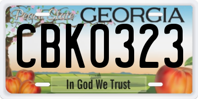 GA license plate CBK0323