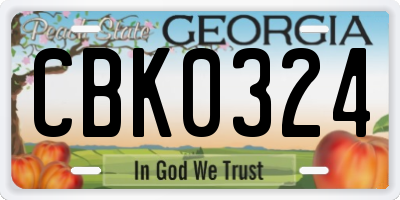 GA license plate CBK0324