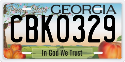 GA license plate CBK0329