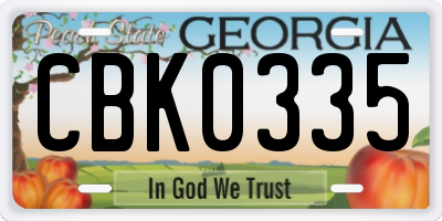 GA license plate CBK0335