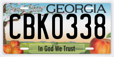 GA license plate CBK0338