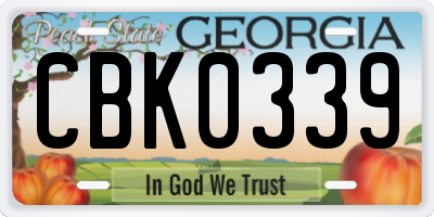 GA license plate CBK0339