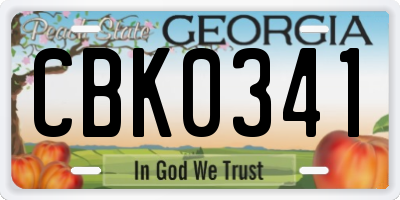 GA license plate CBK0341
