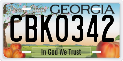 GA license plate CBK0342