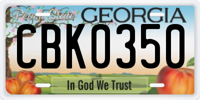 GA license plate CBK0350