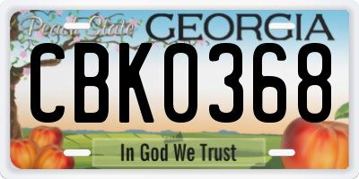 GA license plate CBK0368