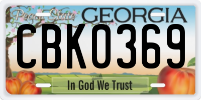 GA license plate CBK0369