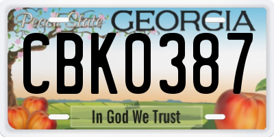 GA license plate CBK0387