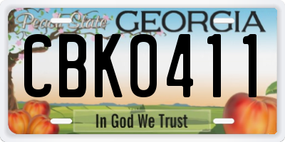 GA license plate CBK0411