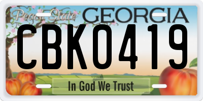 GA license plate CBK0419