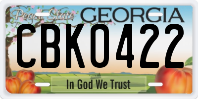 GA license plate CBK0422