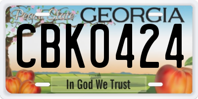 GA license plate CBK0424