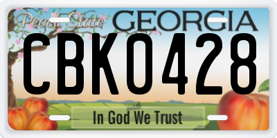 GA license plate CBK0428