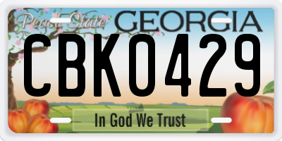 GA license plate CBK0429