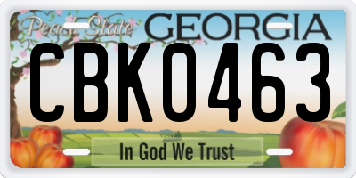 GA license plate CBK0463