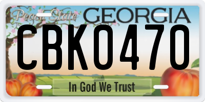 GA license plate CBK0470