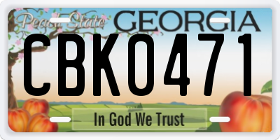 GA license plate CBK0471