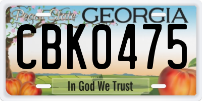 GA license plate CBK0475