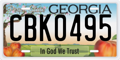 GA license plate CBK0495