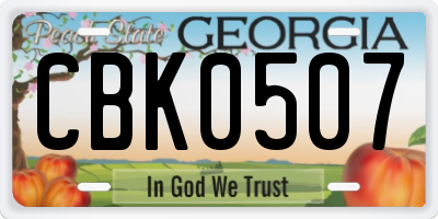 GA license plate CBK0507