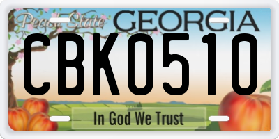 GA license plate CBK0510