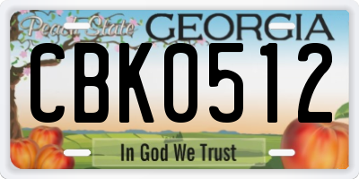 GA license plate CBK0512