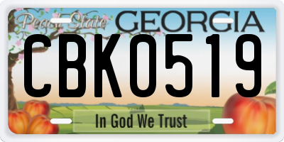 GA license plate CBK0519