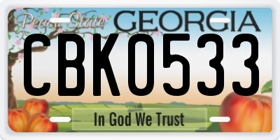GA license plate CBK0533