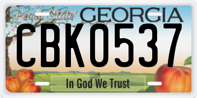GA license plate CBK0537