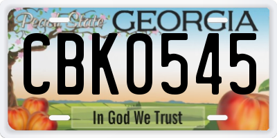 GA license plate CBK0545