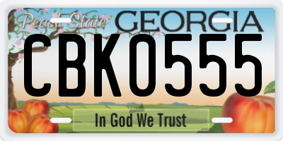 GA license plate CBK0555