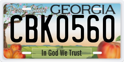 GA license plate CBK0560