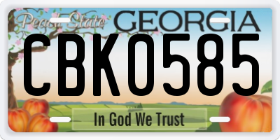 GA license plate CBK0585