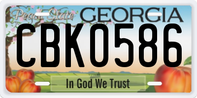 GA license plate CBK0586