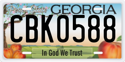 GA license plate CBK0588