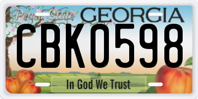 GA license plate CBK0598