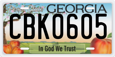 GA license plate CBK0605