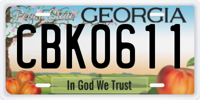 GA license plate CBK0611