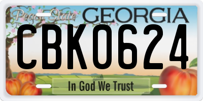 GA license plate CBK0624