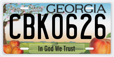 GA license plate CBK0626