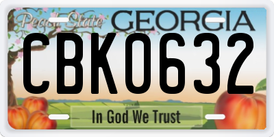GA license plate CBK0632