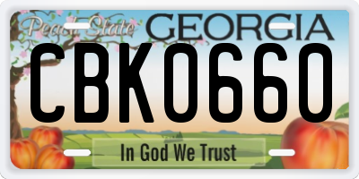 GA license plate CBK0660