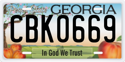 GA license plate CBK0669