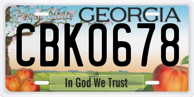 GA license plate CBK0678