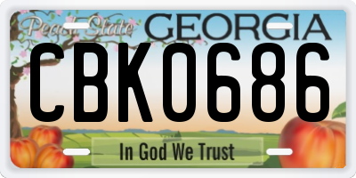 GA license plate CBK0686