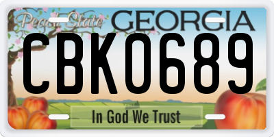 GA license plate CBK0689
